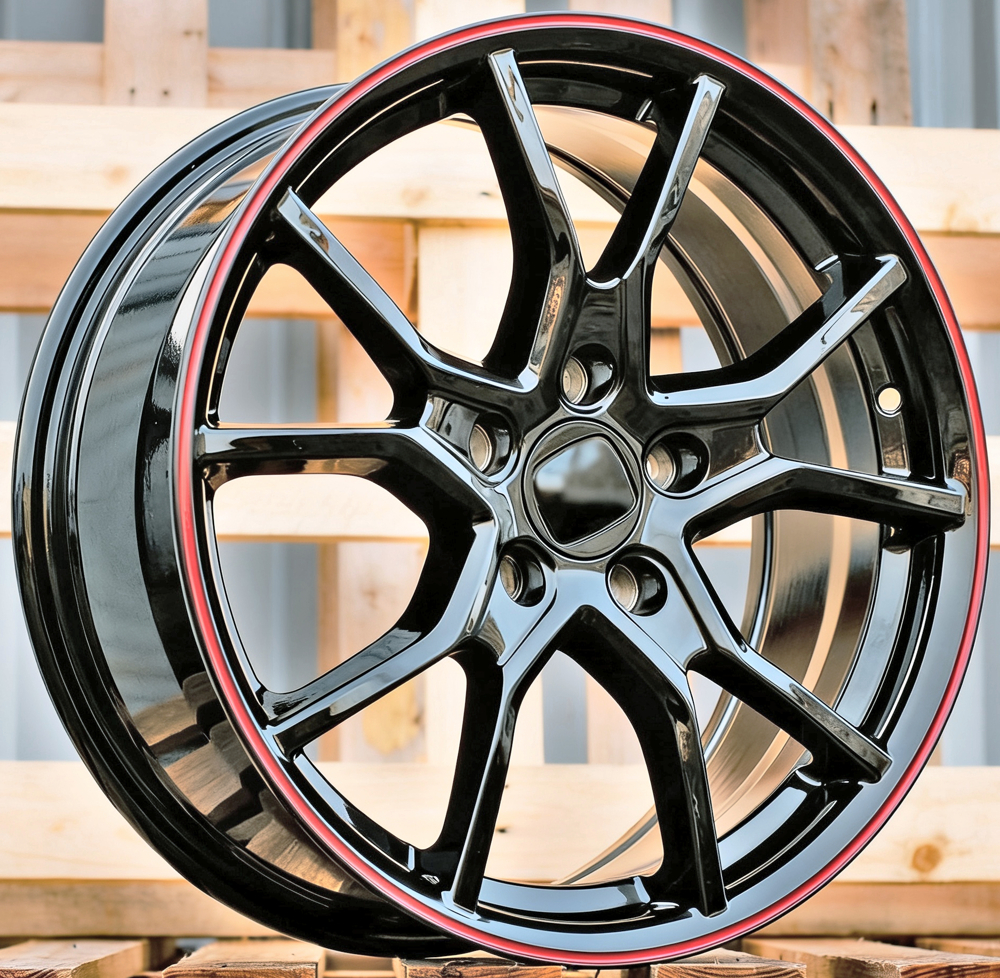 R17x7.5 5X114.3 ET 45 64.1 B1418 (IN5381) Black+Red Line (BR) For HOND (K8)