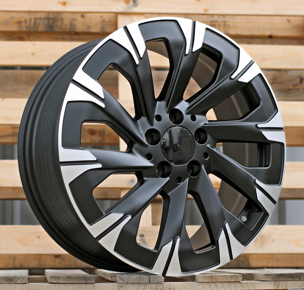 R18x7.5 5X112 ET 52 66.5 IN3519F (FBX445) Black Polished Half Matt (MBHM) For MER (K8+P1) (HYBRID FORGED V-Class/Vito (max 1075kg))