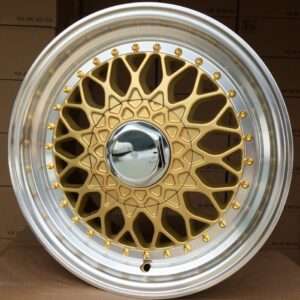 R14x6.5 4X100 ET 35 73.1 BY479 (BK5616) Gold+Polished (YP) For RACIN (R) (BBS Style)