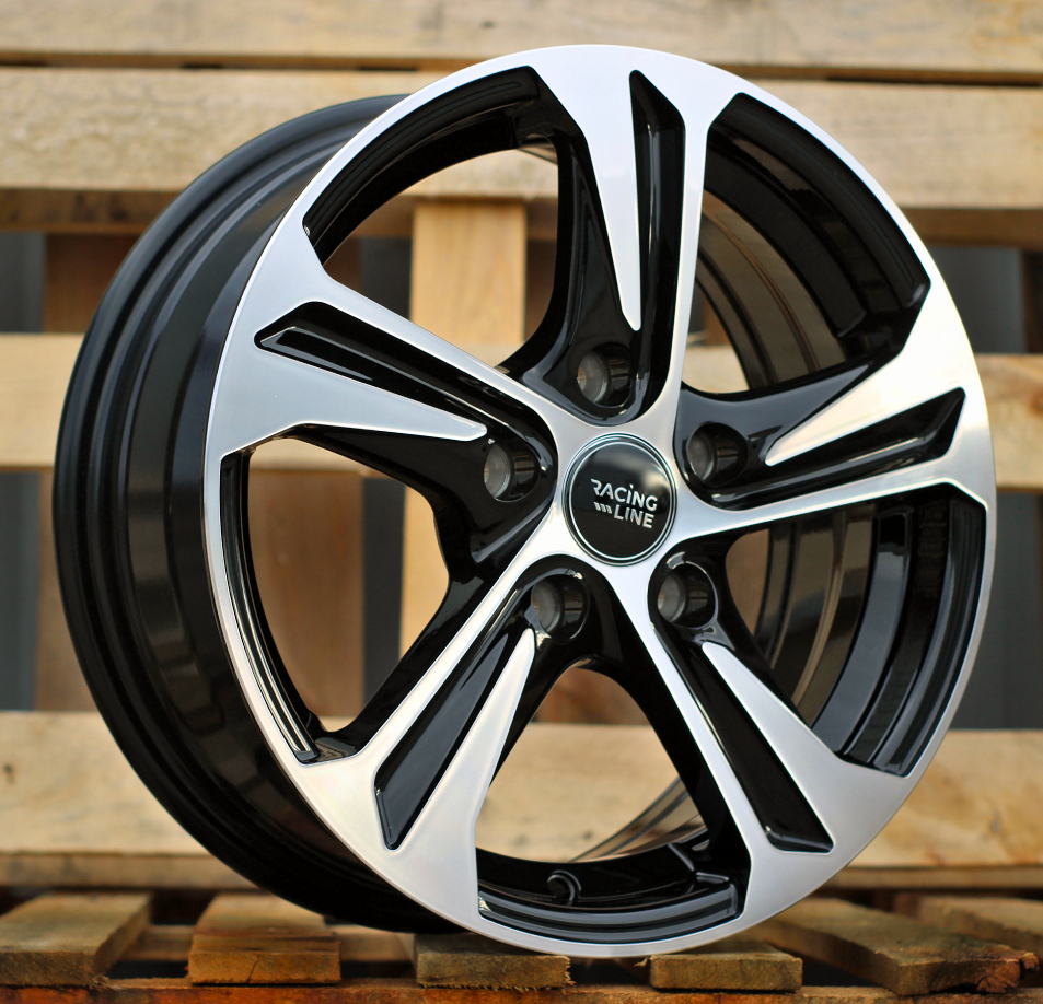 R14x5.5 4X100 ET 40 60.1 B1242 Black Polished (MB) For RACIN (R+K2)