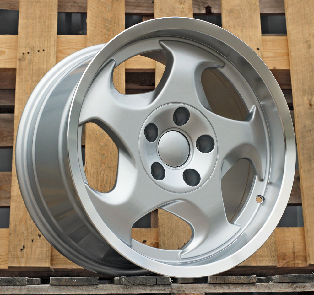 R17x8 5X120 ET 15 74.1 B2418 Silver+Polished Lip (SP) For BMW (Z1) (Front Left)