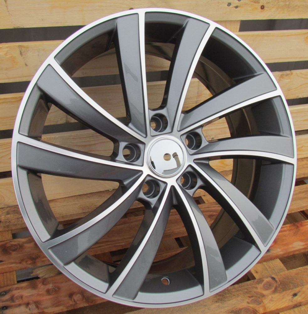 R18x7.5 5X112 ET 45 57.1 SK523 (FE025) Grey Polished+Powder Coating (MGPC) For SKODA (P1)