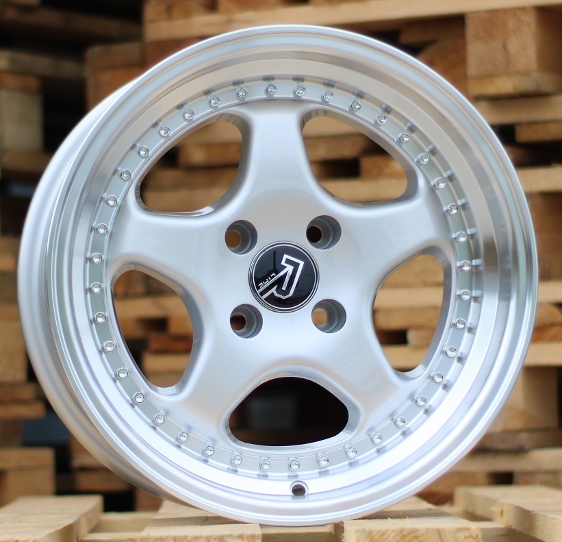R14x7 4X100 ET 20 67.1 BK660 Silver+Polished Lip (SP) For BMW (R)