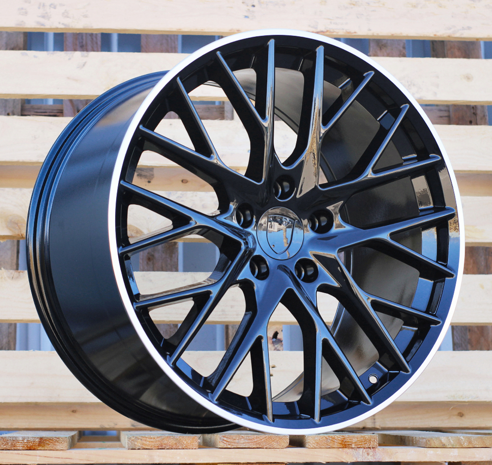 R21x9.5 5X130 ET 65 71.6 B5541 Black+Polished Lip (BLPL) For PORCH (K4+M) (Black Shining+PL Rear+Front)