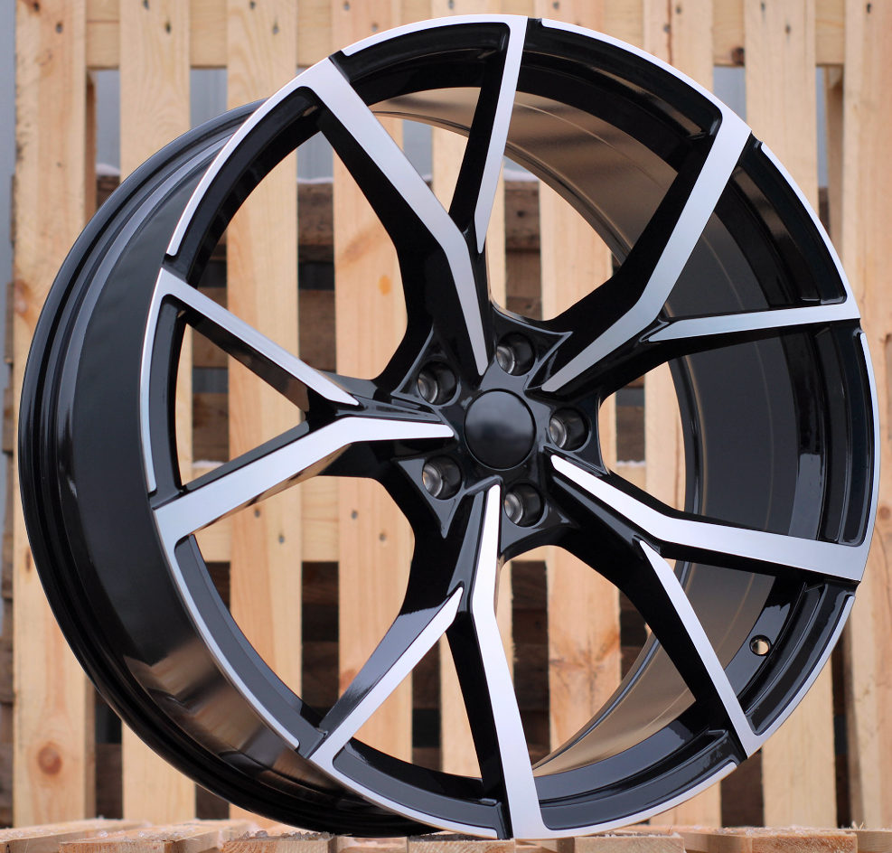 R19x8 5X112 ET 28 66.6 B5801 (FBX256) Black Polished (MB) For VW (Z6) (HYBRID FORGED Tuareg)