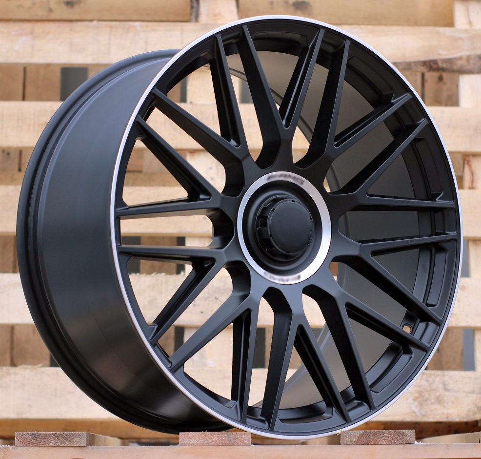 R21x10 5X112 ET 40 66.6 Y0207 Black Half Matt+Polished Lip (BLHMPL) For MER (P+M) (Rear+Front)