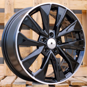 R17x7 5X112 ET 40 57.1 B5970 Black+Polished Lip (BLPL) For SKODA (R)
