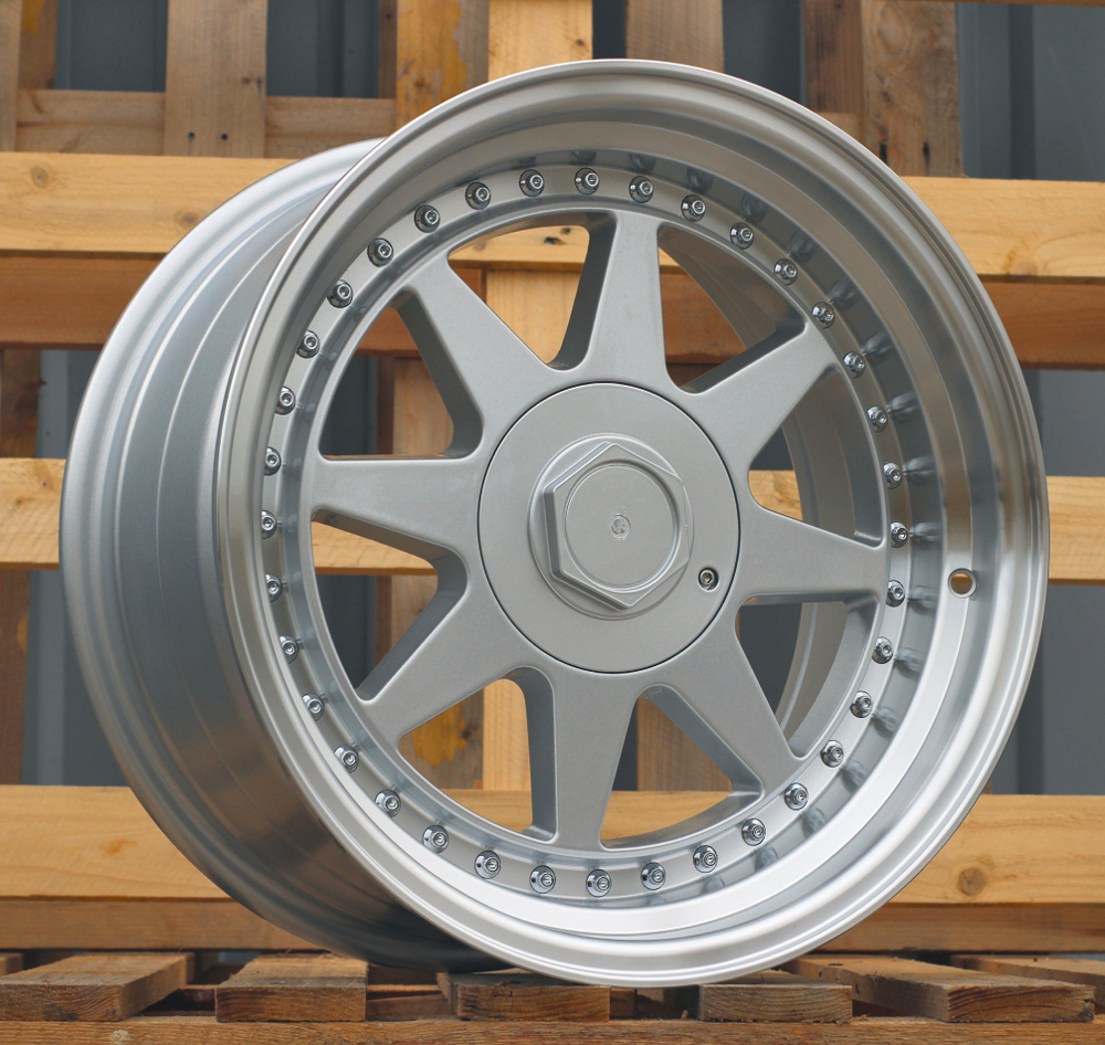 R17x8.5 4X100 ET 25 57.1 7905F Silver+Polished Lip (SP) For RACIN (Z6) (HARTGE Style)