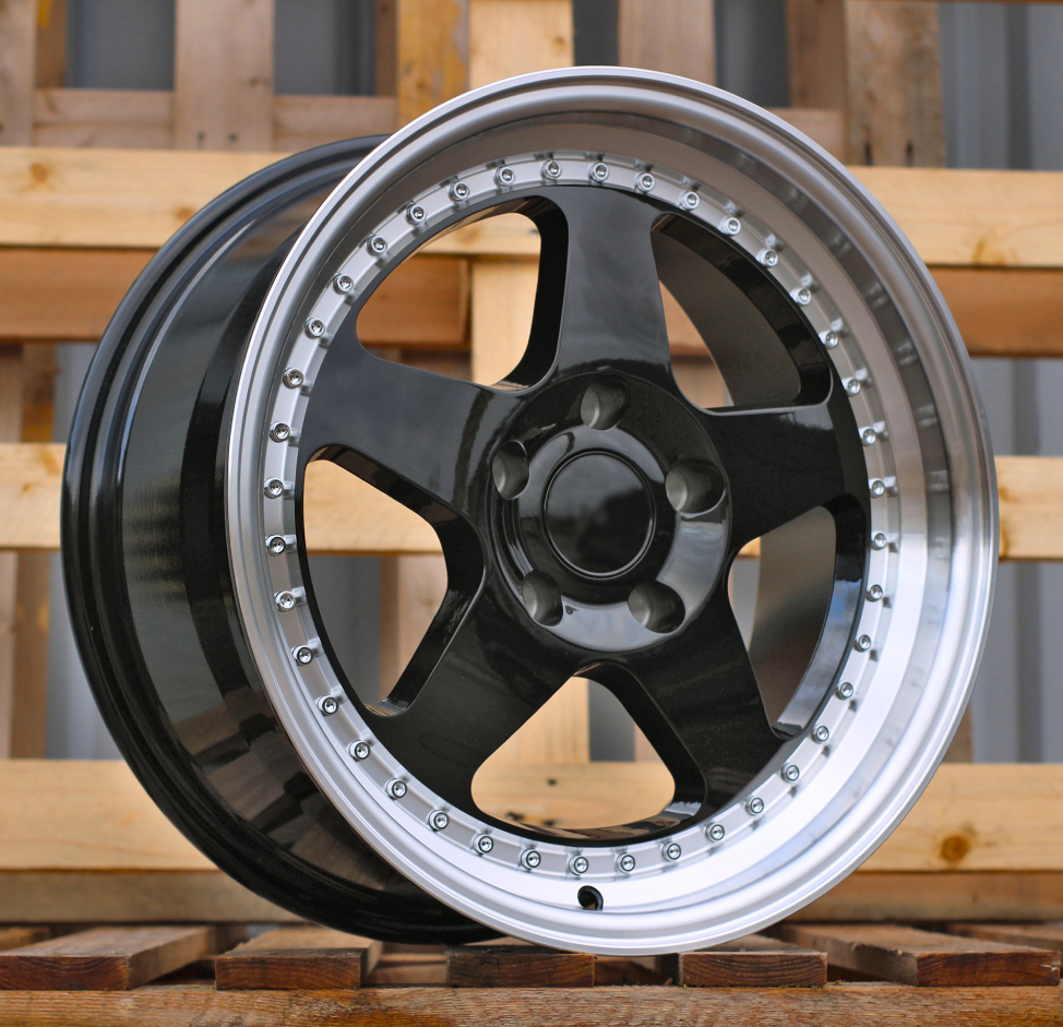 R17x8 5X120 ET 34 72.6 HE750 Black+Polished Lip (BLPL) For BMW (P1)