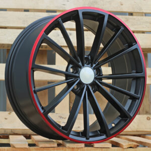 R18x7.5 5X112 ET 51 57.1 B5937 Black Half Matt+Red Lip (BLHMRL) For VW (P+Z7)