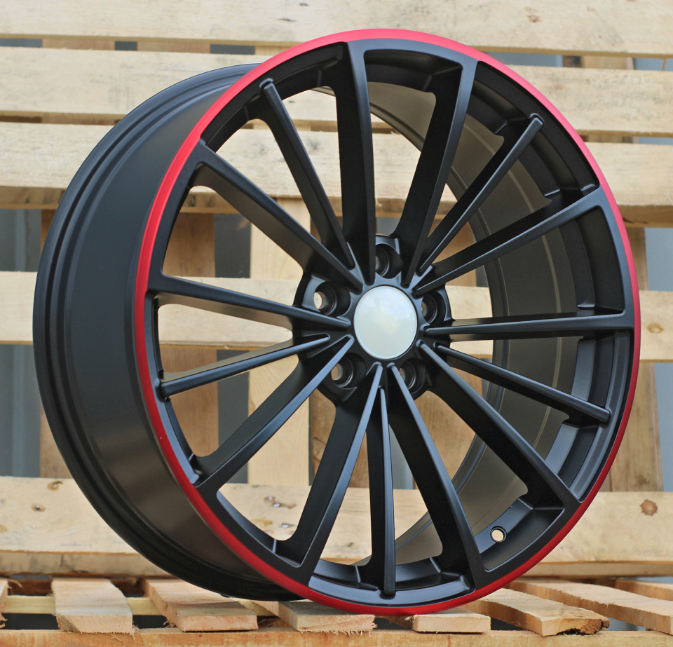 R18x7.5 5X112 ET 51 57.1 B5937 Black Half Matt+Red Lip (BLHMRL) For VW (P+Z7)