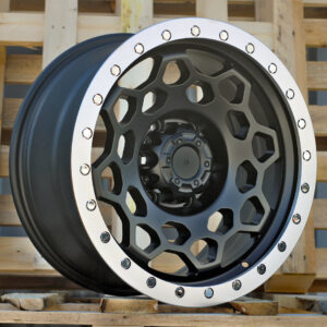 JT240_000000009184 R17x8.5 6X139.7 ET 0 110.1 JT240 Black Matt+Polished Lip (BMPL) For 4X4 (K3) (MB+MACHINE LIP)
