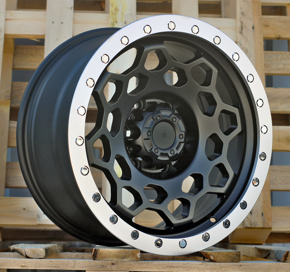 R17x8.5 6X139.7 ET 0 110.1 JT240 Black Matt+Polished Lip (BMPL) For 4X4 (K3) (MB+MACHINE LIP)