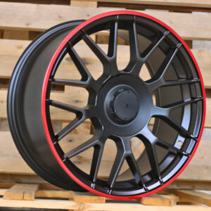 B1268_000000010566 R18x8.5 5X112 ET 35 66.6 B1268 (REW020) Black Matt (BM) For MER (K7) (Red Coating)