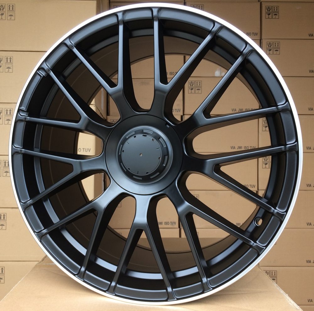 R19x8 5X112 ET 45 66.6 BK912 Black Half Matt+Polished Lip (BLHMPL) For MER (P) ())