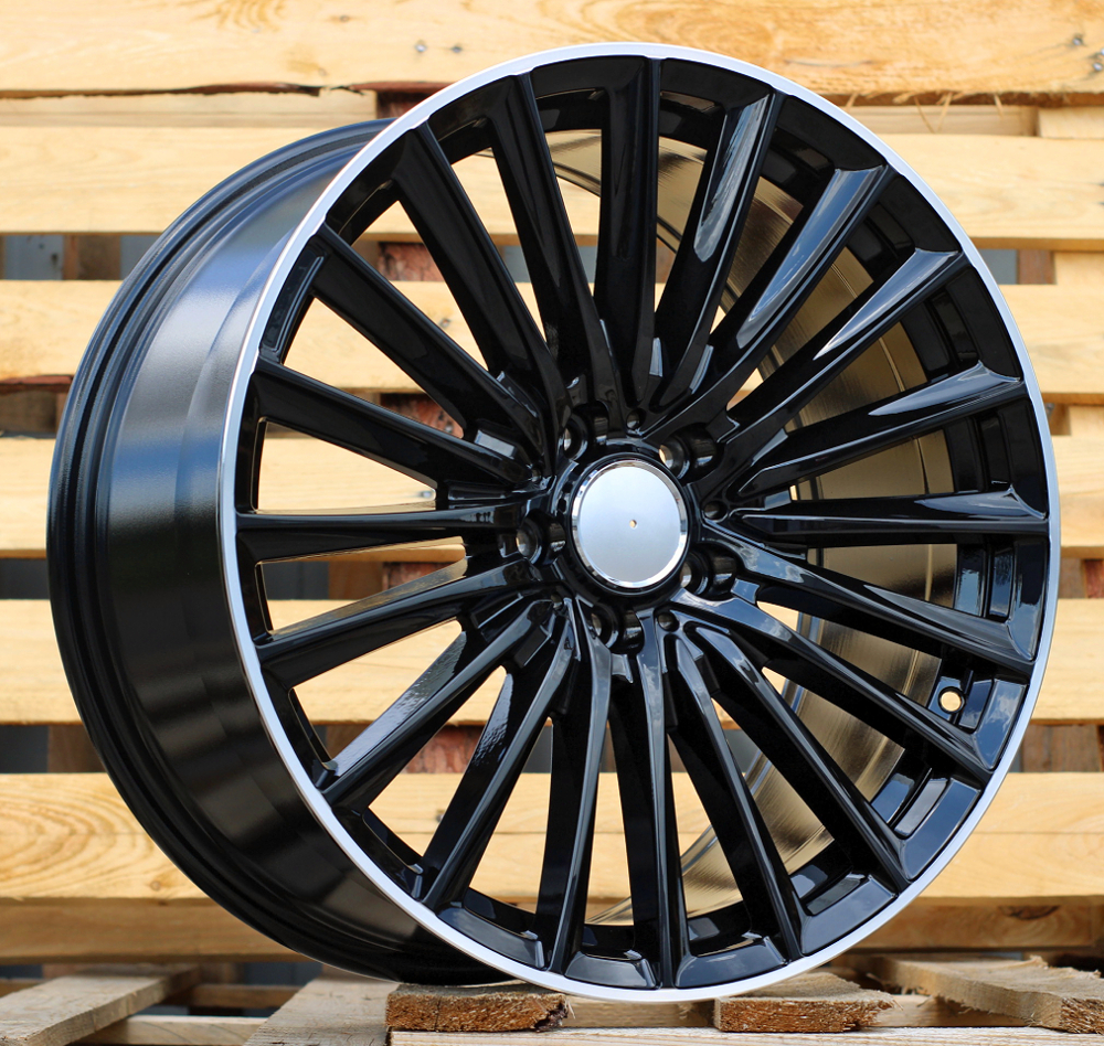 R19x8 5X112 ET 35 66.6 B5909 Black+Polished Lip (BLPL) For MER (Z7) ())