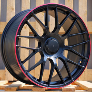 R18x8 5X112 ET 45 66.6 B1268 Black Half Matt+Red Lip (BLHMRL) For MER (Z3+Z1)