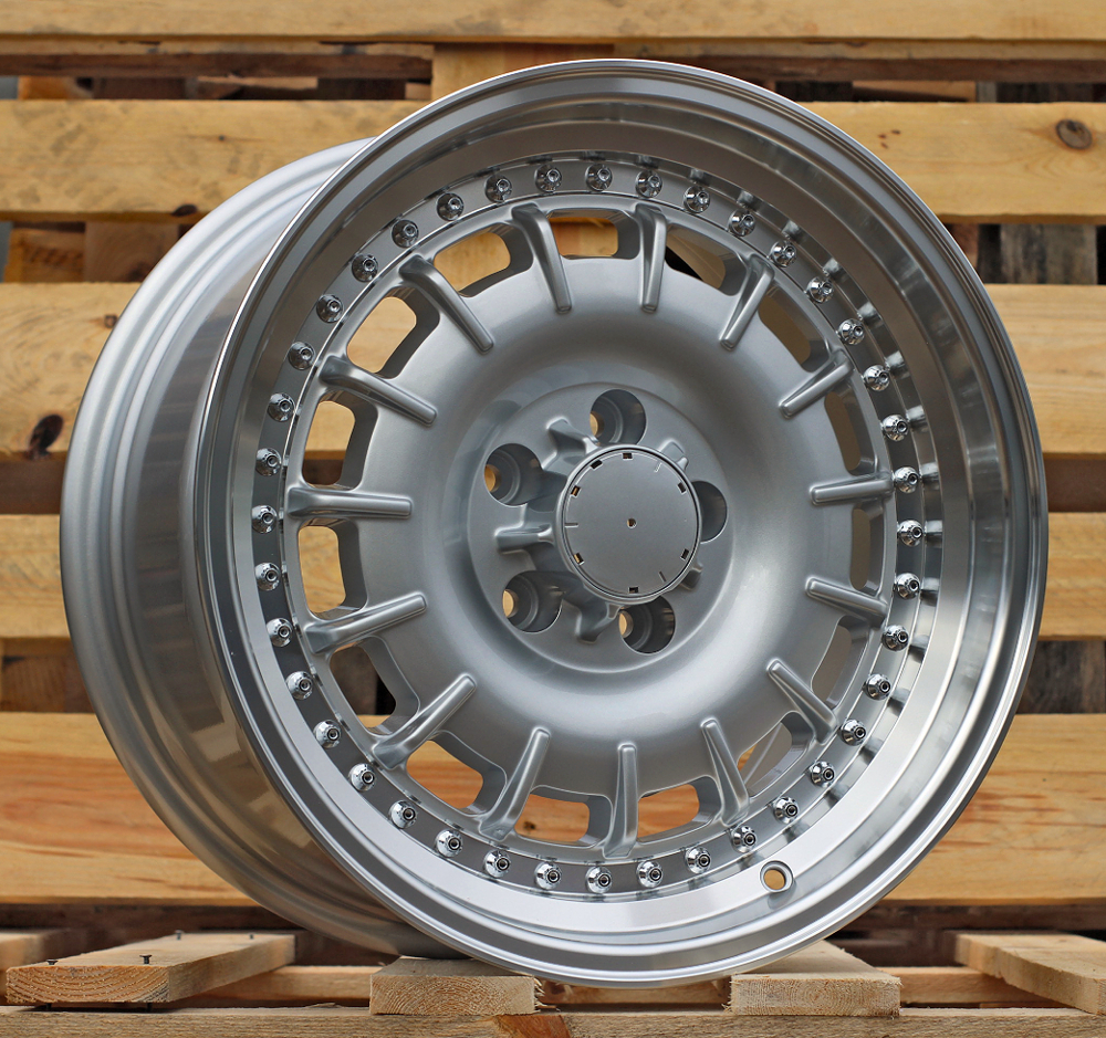 R17x9 5X112 ET 30 66.6 B1855 (FBX482) Silver+Polished Lip (SP) For MER (P1) (HYBRID FORGED Rear+Front)