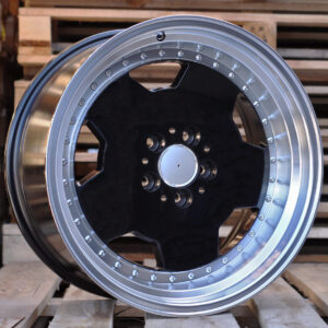 R17x8 5X112 ET 25 66.6 B5852 (BY1781) Black+Polished Lip (BLPL) For MER (Z2) (MONOBLOCK Style)
