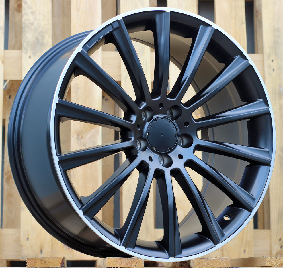 R18x8.5 5X112 ET 48 66.6 B1048 Black Half Matt+Polished Lip (BLHMPL) For MER (Z3)