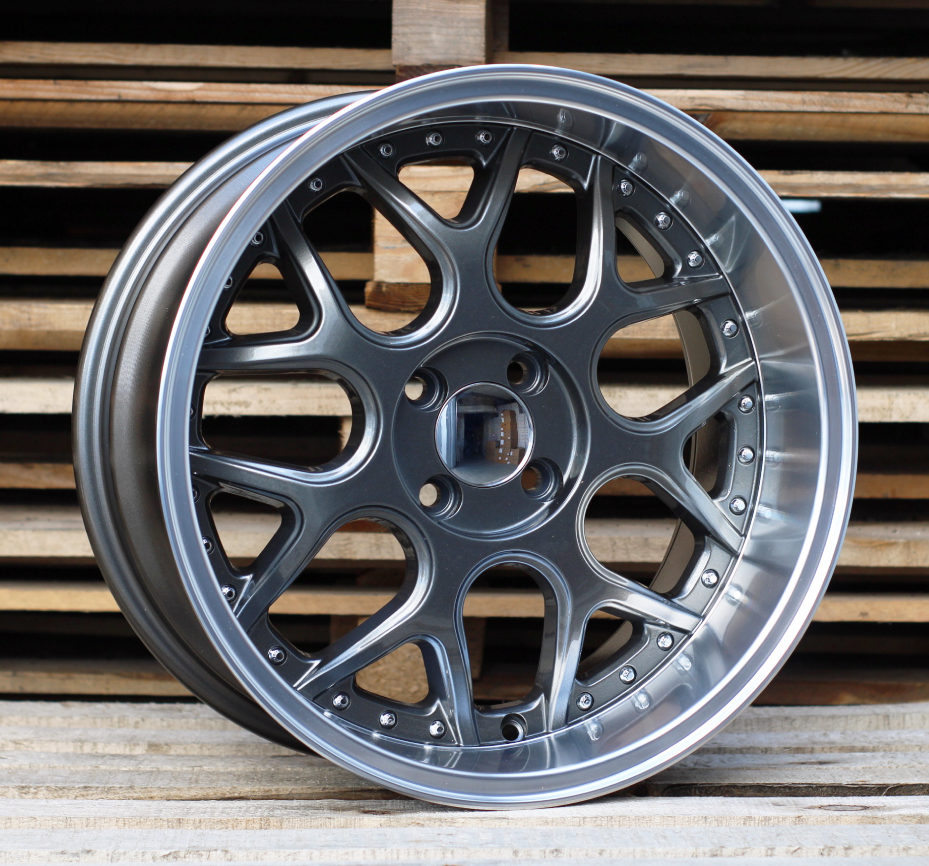 R16x7 3X112 ET 30 57.1 FR762 Gun Metal+Polished Lip (GMPL) For SMART (R) (BRABUS Style (AKC 55 Eur)Front+Rear)
