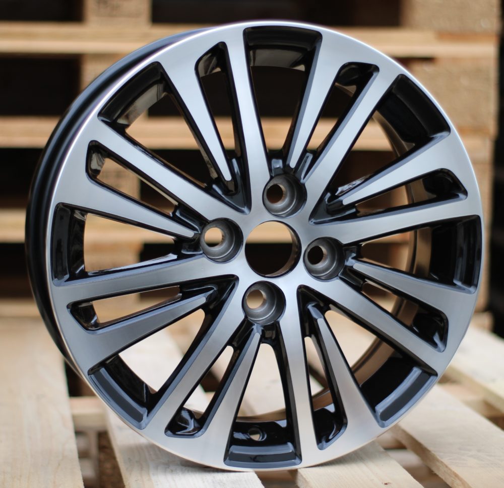 R14x5.5 4X100 ET 45 54.1 F1438 (LU1437) Black Polished (MB) For TOYOT (R+Z5+P1)