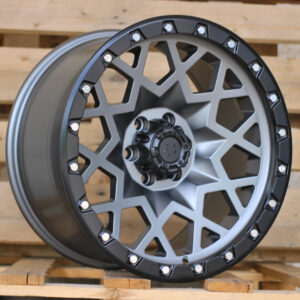 JT245_000000008739 R17x9 6X114.3 ET 0 66.1 JT245 Grey Polished Matt (MGM) For 4X4 (K3) (Silver Rivets)