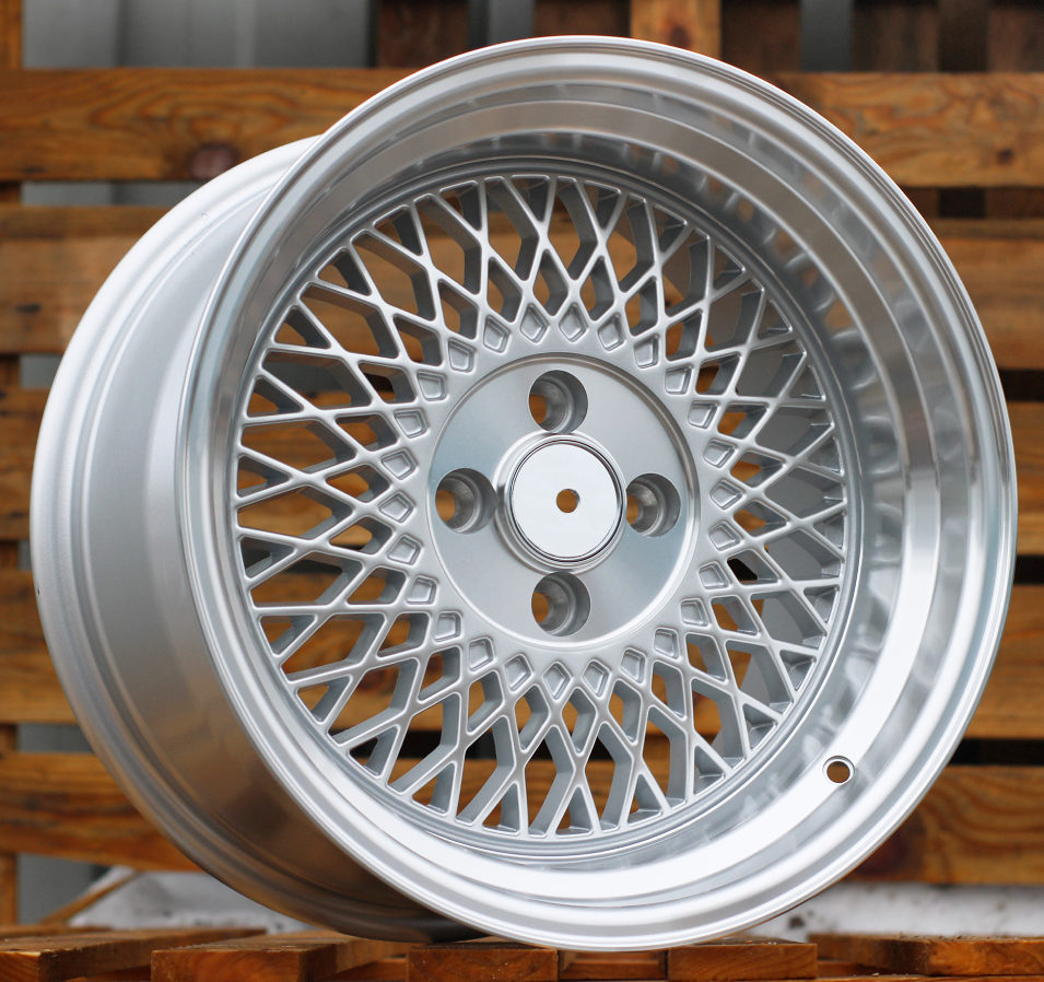 R15x8 4X100 ET 20 73.1 LU483 Silver+Polished Lip (SP) For RACIN (P1) (BBS Style)