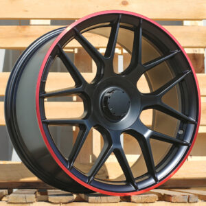 B1258_000000006754 R19x8.5 5X112 ET 38 66.6 B1258 Black Half Matt+Red Lip (BLHMRL) For MER (Z4) (Rear+Front)
