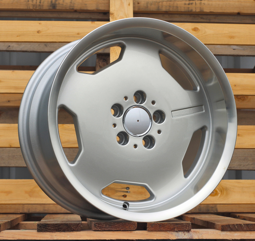 R17x8 5X112 ET 35 66.6 BK632 Silver+Polished Lip (SP) For MER (R) (MONOBLOCK Style)