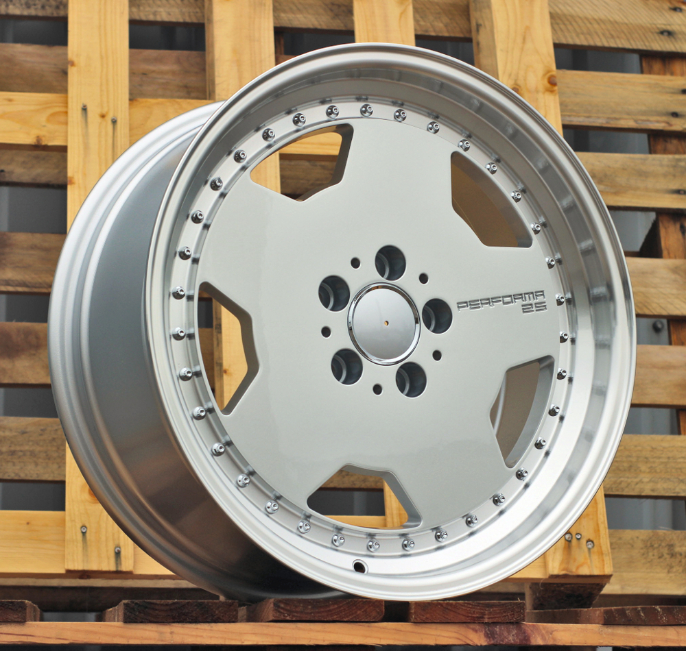 R18x8 5X112 ET 30 66.6 B5852 Silver+Polished Lip (SP) For MER (K4+P) (HYBRID FORGED MONOBLOCK Style)